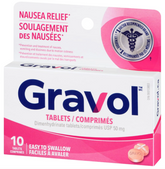 Gravol Nausea Relief Tablets – Dimenhydrinate 50mg – Easy to Swallow – 10 Tablets per Pack (Pack of 6 Bundle)