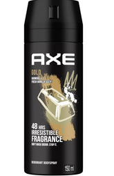 AXE Gold Deodorant Body Spray for Men – Oud Wood & Fresh Vanilla – 150ml Can | 48H Freshness & Odor Protection (Pack of 6)