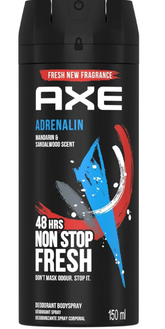 AXE Adrenalin Deodorant Body Spray for Men – Mandarin & Sandalwood Scent – 150ml Can | 48H Freshness & Odor Protection (Pack of 6)