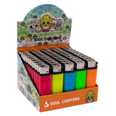 SOUL Neon Disposable Lighters – Flint Wheel, 50-Pack