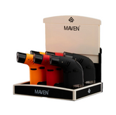 Maven Tusk Torch – Display of 6 Pocket Lighters – Butane Refillable – Black, Red, Orange