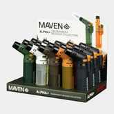 Maven Alpha+ Transparent Sequoia Torch – 8-Point Adjustable Flame | Transparent Refillable | 15ct Display