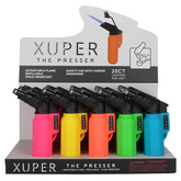 Xuper The Presser Refillable Torch Lighters – 20 Count Display | Windproof, Adjustable Flame & Child-Resistant