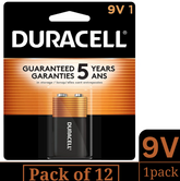 Duracell Coppertop 9V Alkaline Batteries – 1-Count per Pack (12 Packs) | Long-Lasting Power & Reliable Performance