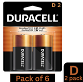 Duracell Coppertop D Alkaline Batteries – 2-Count per Pack (6 Packs) | Reliable D-Cell Power for Devices