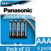 Panasonic Super Heavy Duty AAA Carbon Zinc Batteries – 4-Count per Pack (12 Packs) | Reliable Triple A Power for Everyday Devices