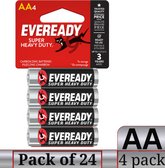 Eveready Super Heavy Duty AA Carbon Zinc Batteries – 4-Count per Pack, (24 Packs)