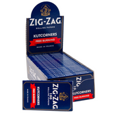Zig-Zag Blue Kutcorners Free-Burning Single Wide Rolling Papers | Natural, Slow-Burning | 25 Packs per Carton (100 Leaves per Pack)