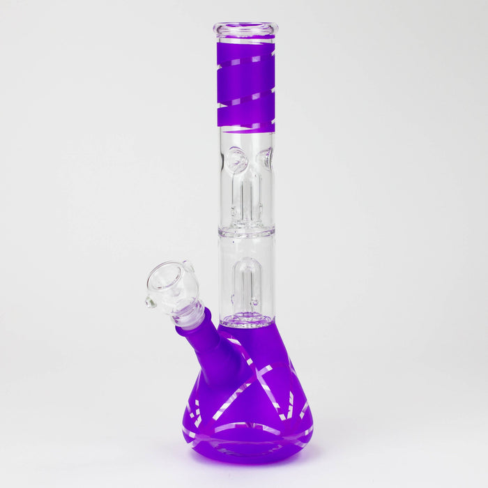 bong Green 12 inches double dome percolator patterned beaker water
