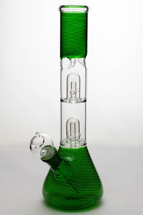bong Green 12 inches double dome percolator patterned beaker water