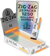Zig-Zag Silver Ultra Thin Slow Burning Rolling Papers – Single Wide | Carton of 25 Packs (100 Leaves per Pack)