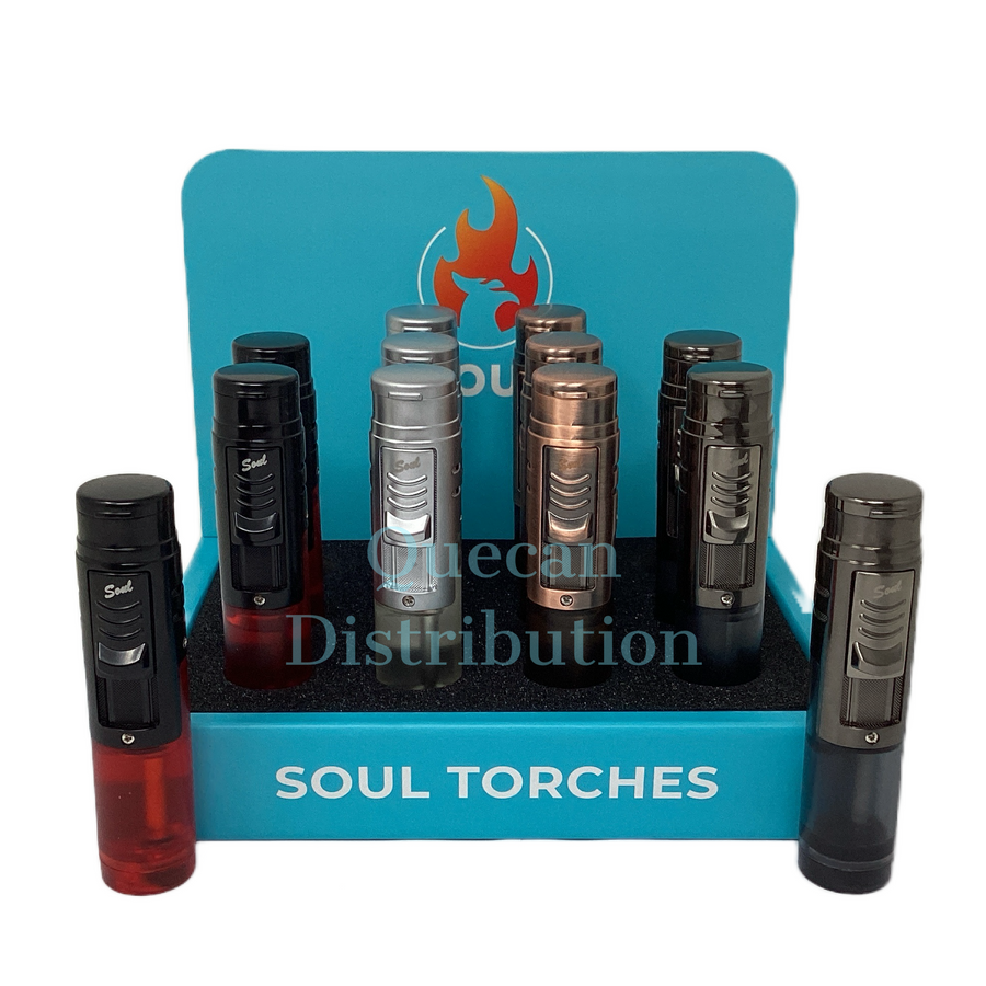 Soul Slim Transparent Single Flame Torch Lighter Model 1826 (Pack of 12)