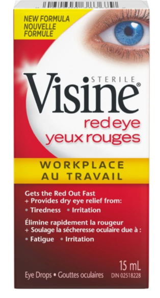 Visine Workplace Eye Drops – 15ml Bottles – Fast Relief for Dry, Red & Irritated Eyes – Pack of 6 | Eye Lubricant & Redness Reliever