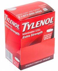 Tylenol Extra Strength 500mg Acetaminophen Caplets – 50 Pouches of 2 Caplets each | Fever & Pain Relief Bulk Pack