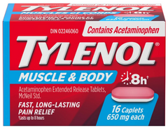 Tylenol Muscle Aches & Body Pain Caplets – 650mg Extended Release Acetaminophen – 16 Count (Pack of 6)