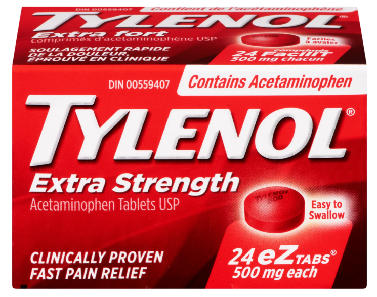 Tylenol Extra Strength 500mg Acetaminophen Tablets – Easy-to-Swallow Coated – 24 Count (Pack of 6)