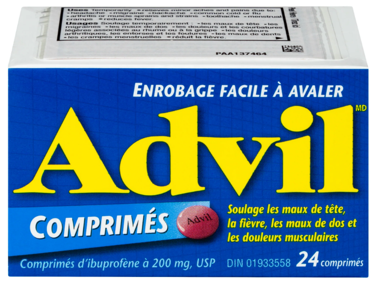 Advil Ibuprofen Tablets USP 200mg – 24 Tablets per Pack (Pack of 6) – Pain Relief with Easy-to-Swallow Coating