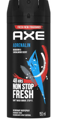 AXE Adrenalin Deodorant Body Spray for Men – Mandarin & Sandalwood Scent – 150ml Can | 48H Freshness & Odor Protection (Pack of 6)