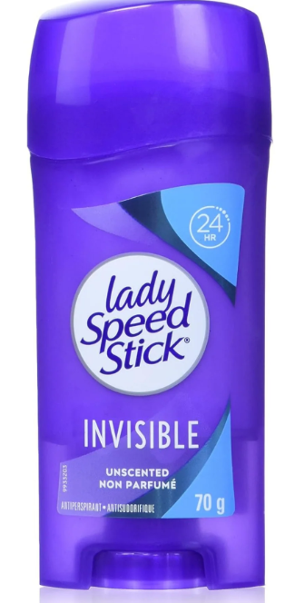Lady Speed Stick Invisible Unscented Antiperspirant Deodorant for Women – 70g Stick (Pack of 6) | 24-Hour Sweat & Odor Protection