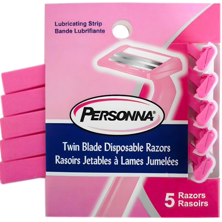Personna Women’s Twin Blade Disposable Razors – 12 Packs/Box | 5 Razors per Pack – Smooth, Gentle & Comfortable Shave