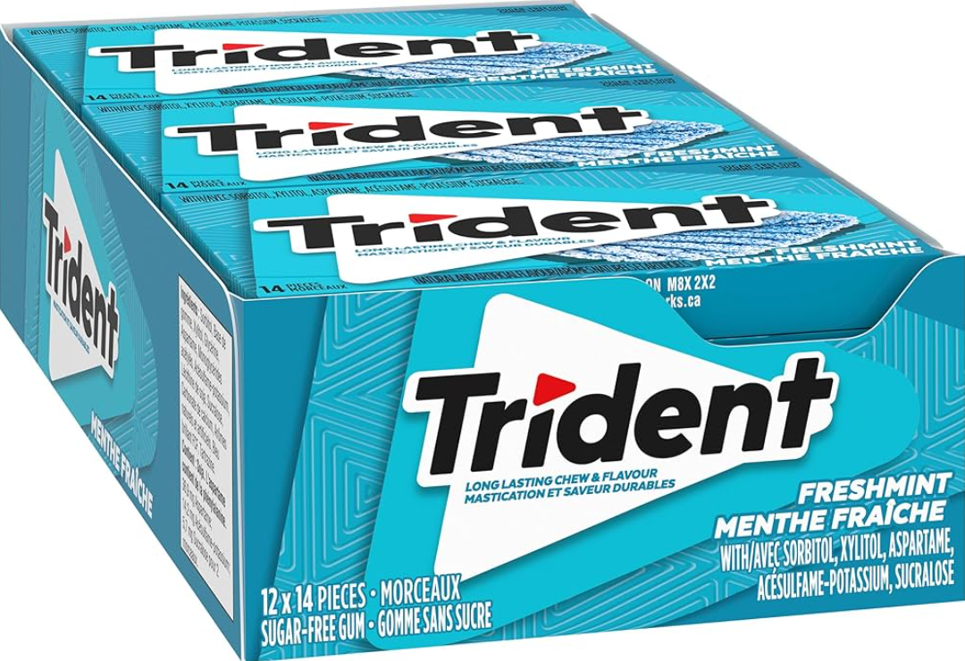 Trident Freshmint Sugar-Free Gum – 12 Packs x 14 Sticks | Fresh Breath Gum