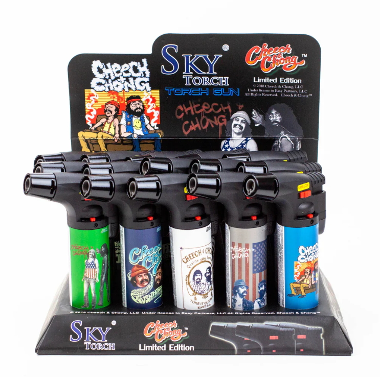 Sky Torch SK101CC – Cheech & Chong Limited Edition Torch Gun Lighters – 15ct Wholesale Display – Refillable Butane