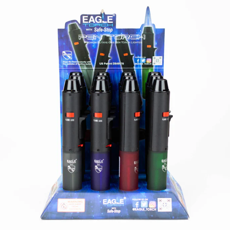 Eagle Torch Pen Torch Lighters – Butane Refillable Jet Flame – 12ct Wholesale Display Box (PT132P)