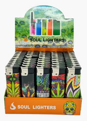 SOUL Classic Torch Lighter (Pack of 50) – Weed Leaf Print