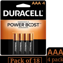 Duracell Coppertop AAA Alkaline Batteries – 4-Count per Pack (18-Packs) | Long-Lasting AAA Power