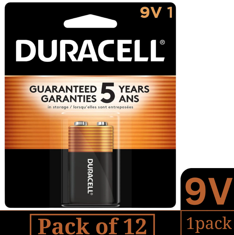 Duracell Coppertop 9V Alkaline Batteries – 1-Count per Pack (12 Packs) | Long-Lasting Power & Reliable Performance