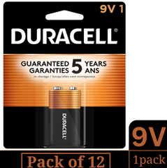 Duracell Coppertop 9V Alkaline Batteries – 1-Count per Pack (12 Packs) | Long-Lasting Power & Reliable Performance