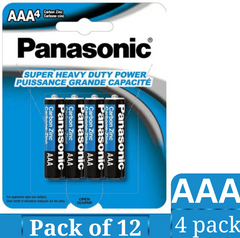 Panasonic Super Heavy Duty AAA Carbon Zinc Batteries – 4-Count per Pack (12 Packs) | Reliable Triple A Power for Everyday Devices