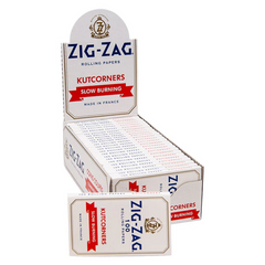 Zig-Zag White Kutcorners Rolling Papers – Single Wide | Natural, Slow-Burning | 25 Packs per Carton (100 Leaves per Pack)