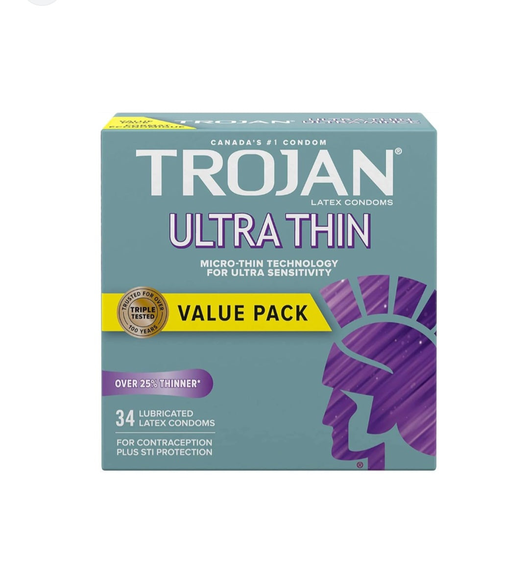 Latex Condoms Ultra Thin (Over 25% Thinner) 34 Lubricated Value Pack