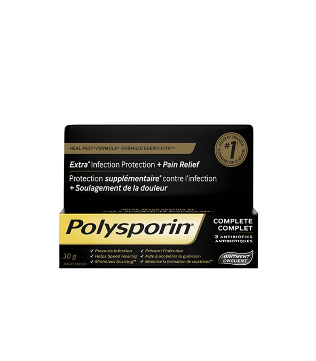 New Polysporin Complete Antibiotic Ointment Heal Fast Formula 30g
