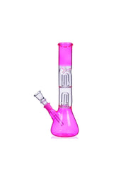 bong Pink 12 inches double dome percolator patterned beaker water