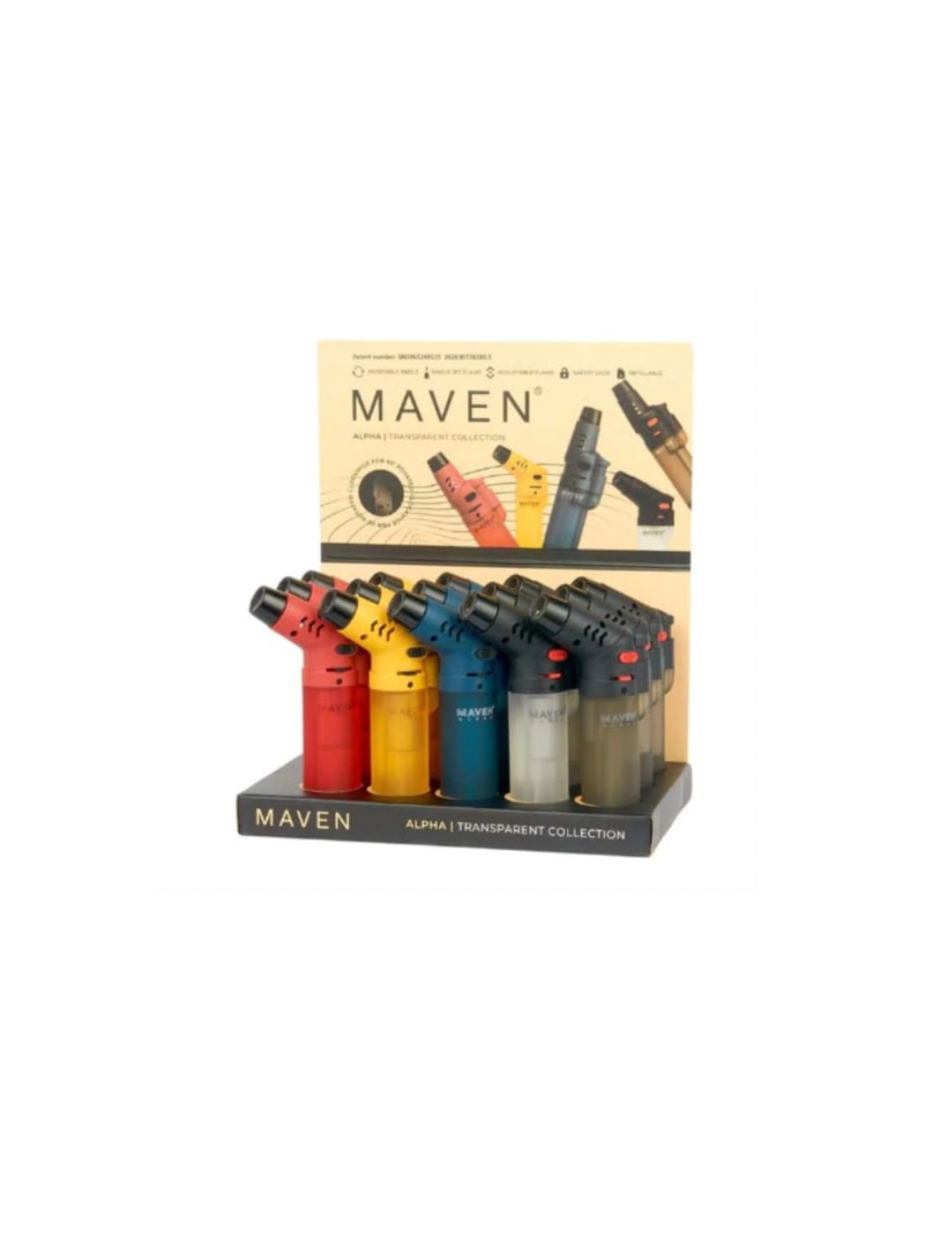 Maven Torch Alpha-Transparent Lighters 15 Per Pack
