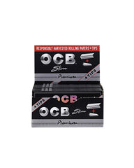 OCB Rolling Paper Premium Slim + Tips  50 Per box 32 Per Pack Box