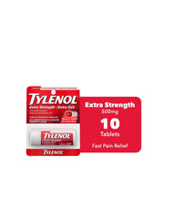 Tylenol Extra Strenght Acetaminophen 500mg 10Tablets Pack of 12