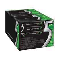 5 Gum Spearmint Rain – 10 Packs (15 Sticks Each) | Sugar-Free Chewing Gum