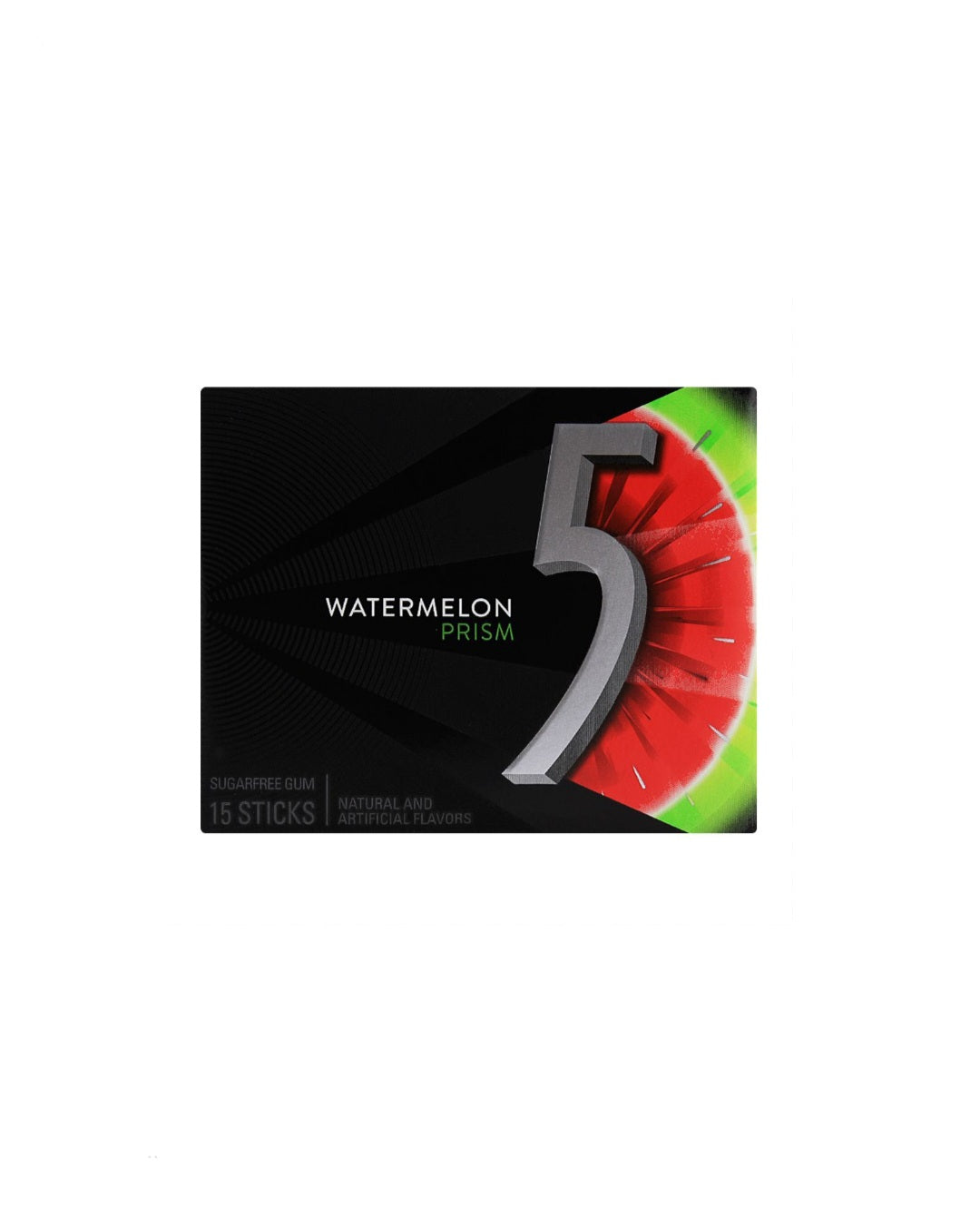 5 Gum Watermelon Prism – 10 Packs (15 Sticks Each) | Sugar-Free Chewing Gum