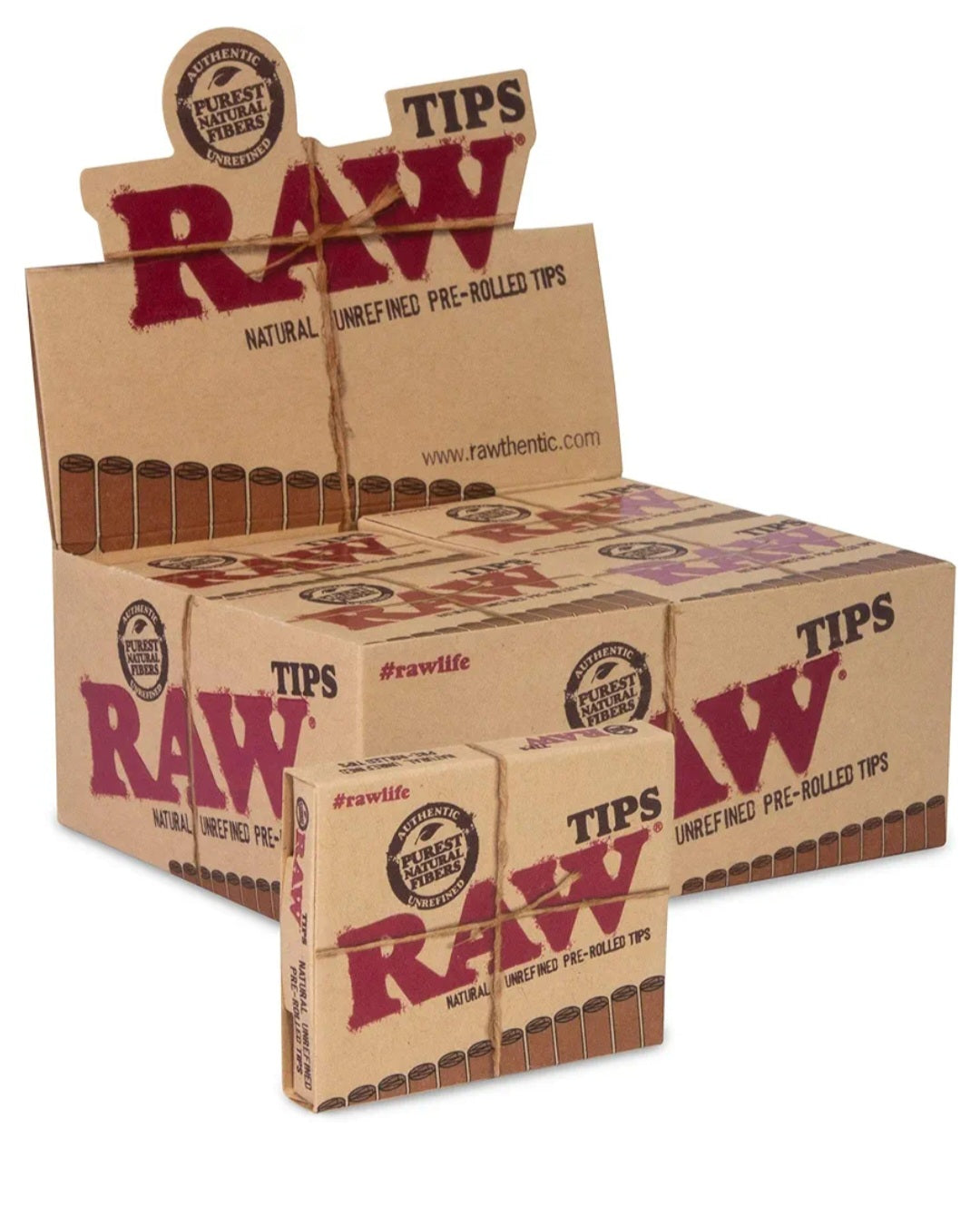 Raw Natural Unrefined Pre-Rolled Tips 20 Pack Per Box
