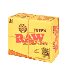 Raw Natural Unrefined Pre-Rolled Tips 20 Pack Per Box