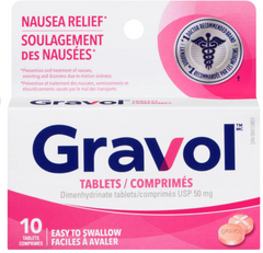 Gravol Nausea Relief Tablets – Dimenhydrinate 50mg – Easy to Swallow – 10 Tablets per Pack (Pack of 6 Bundle)