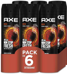AXE Musk Deodorant Body Spray for Men – Patchouli & Fougere – 150ml Can | 48H Freshness & Odor Protection (Pack of 6)
