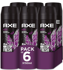 AXE Excite Deodorant Body Spray for Men – Crisp Coconut & Black Pepper – 150ml Can | 48H Freshness & Odor Protection (Pack of 6)