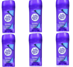 Lady Speed Stick Invisible Unscented Antiperspirant Deodorant for Women – 70g Stick (Pack of 6) | 24-Hour Sweat & Odor Protection