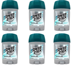 Speed Stick Regular Light Deodorant for Men – 51g Stick (Pack of 6) | 24-Hour Odor Protection