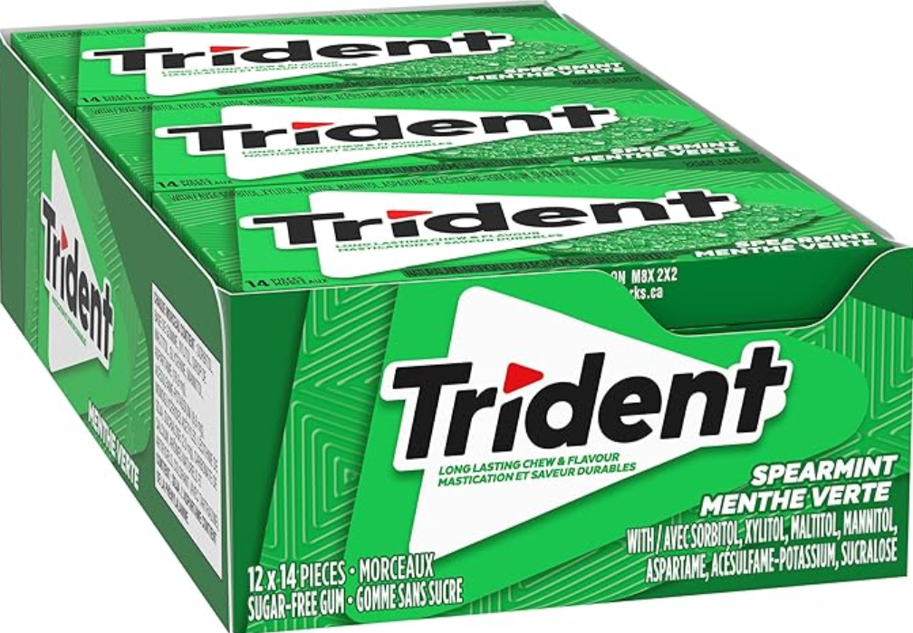 Trident Spearmint Sugar-Free Chewing Gum – 12 Packs