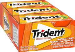 Trident Tropical Twist Sugar-Free Gum – 12 Packs x 14 Sticks | Exotic Fruit Flavor